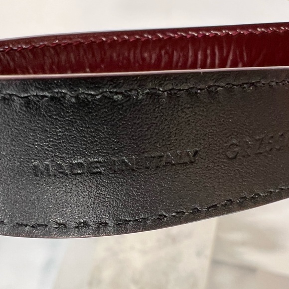 Saint Laurent Cassandre Thin Belt With Square Buckle In Shiny Leather